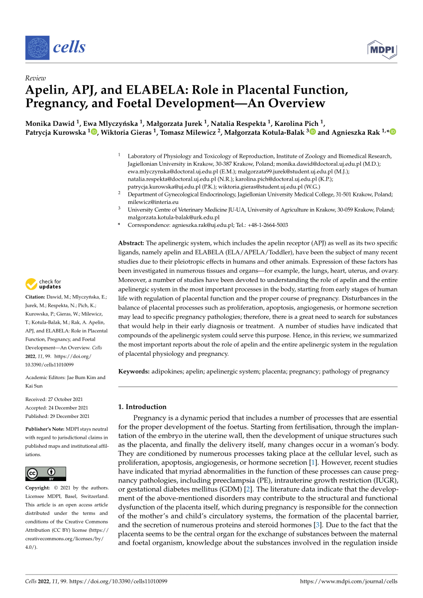 (PDF) Apelin, APJ, and ELABELA: Role in placental function, pregnancy