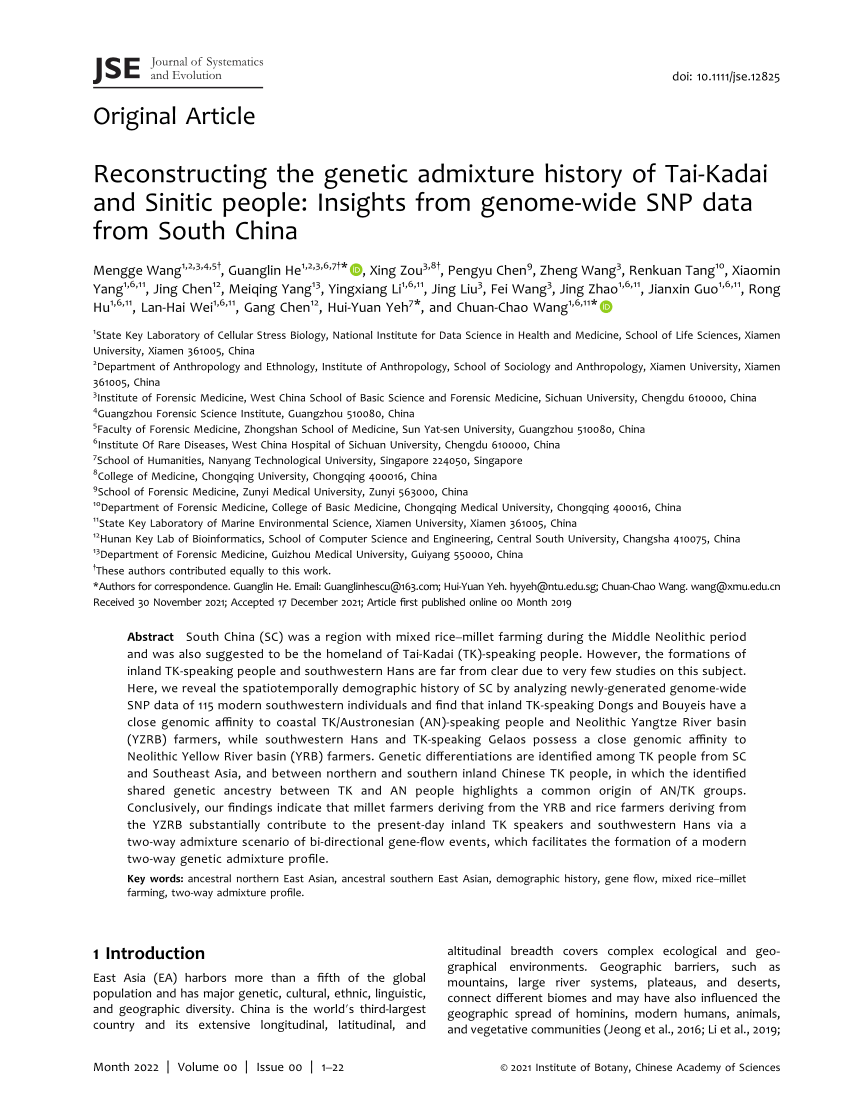 PDF) Reconstructing the genetic admixture history of Tai-Kadai and 