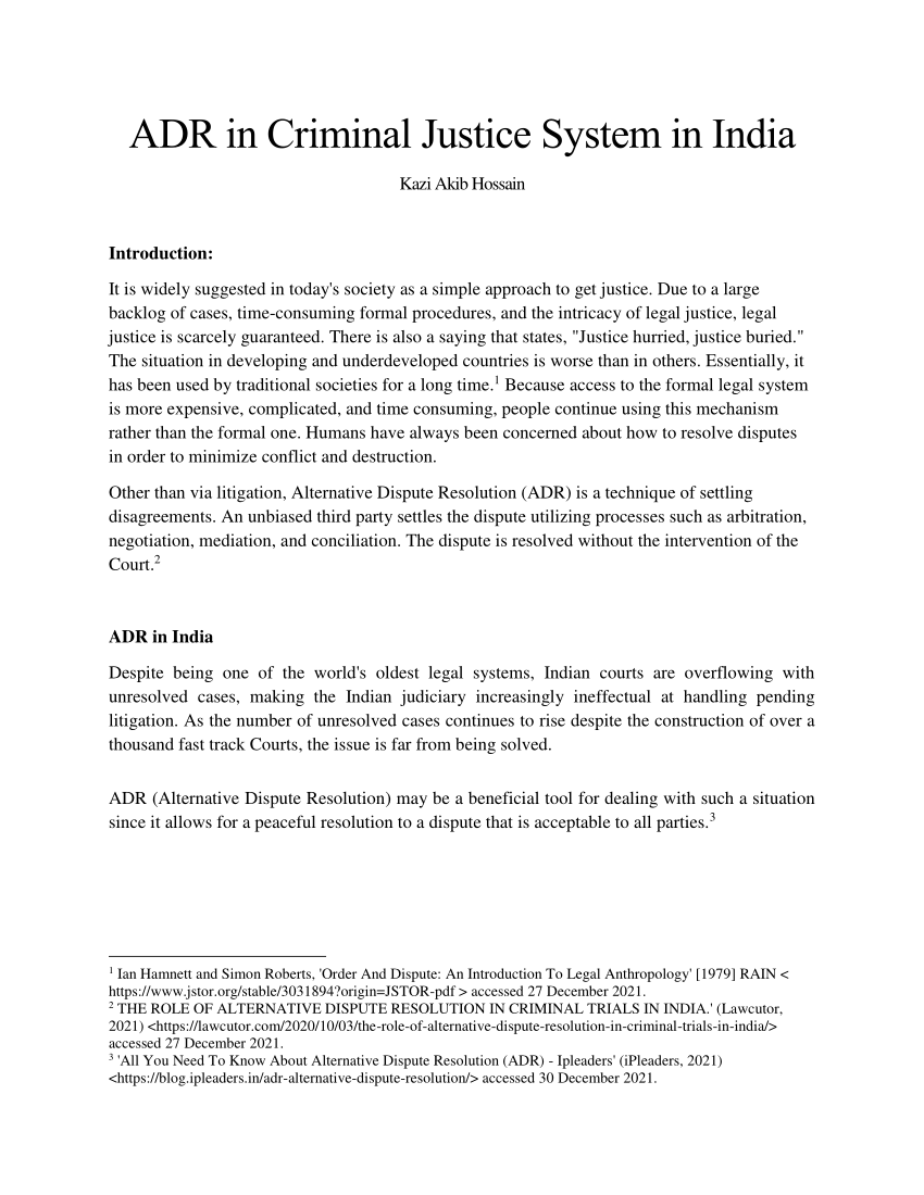 research paper on adr in india