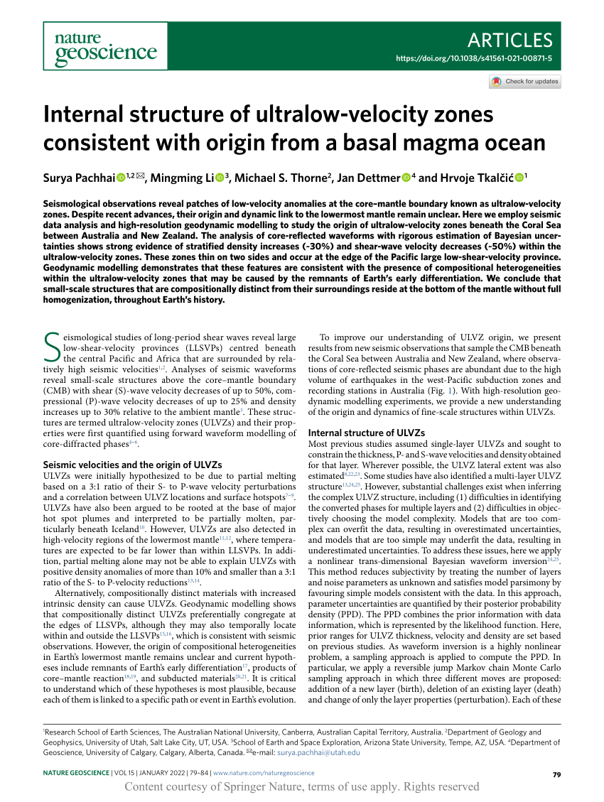 Internal structure of ultralow-velocity zones consistent with origin from a  basal magma ocean