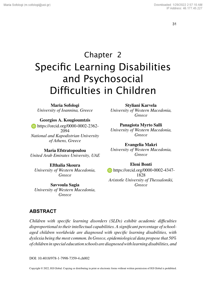 research paper on learning disabilities pdf
