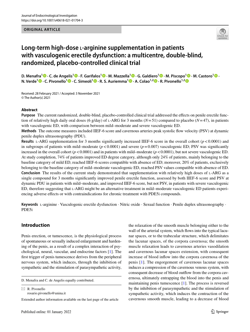 PDF Long term high dose L arginine supplementation in patients