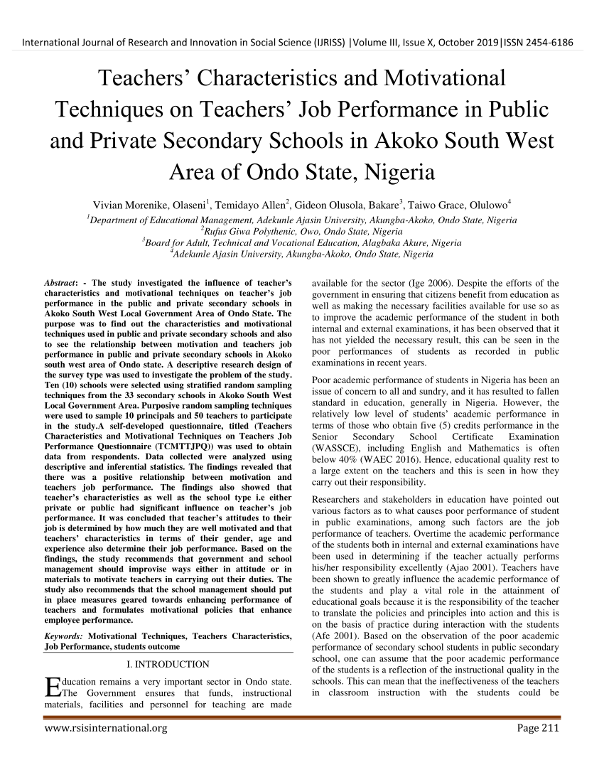 thesis on teachers' job performance