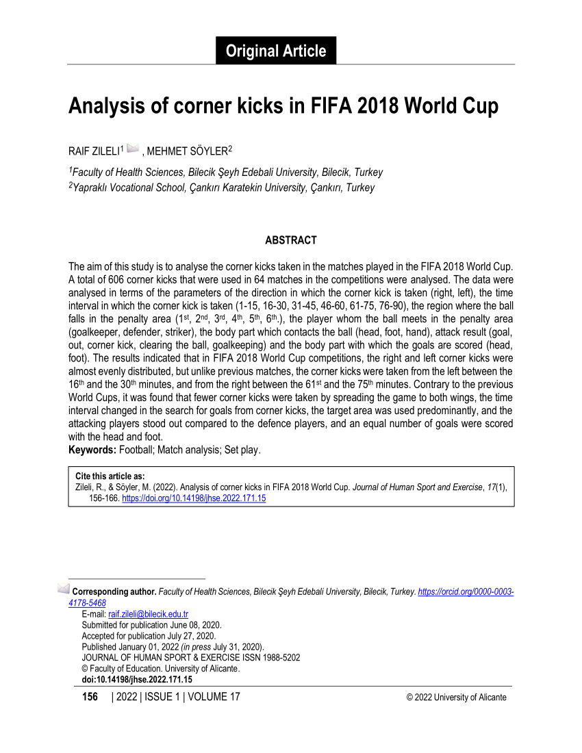 PDF) Analysis of Corner Kick Success in Laliga Santander