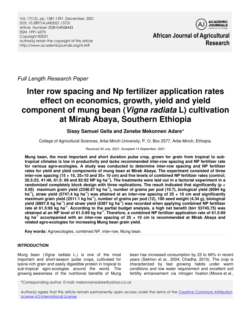 african journal of agricultural research publication fee