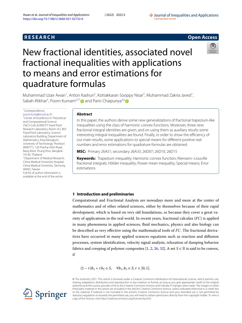 (PDF) New fractional identities, associated novel fractional 