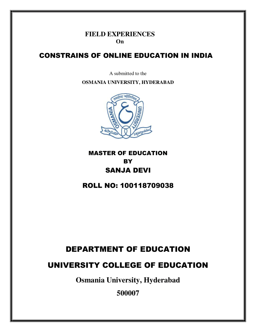 (PDF) FIELD EXPERIENCES On CONSTRAINS OF ONLINE EDUCATION IN INDIA ...