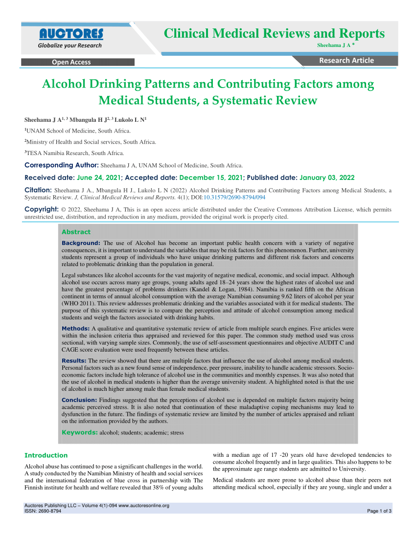 quantitative research title about drinking alcohol