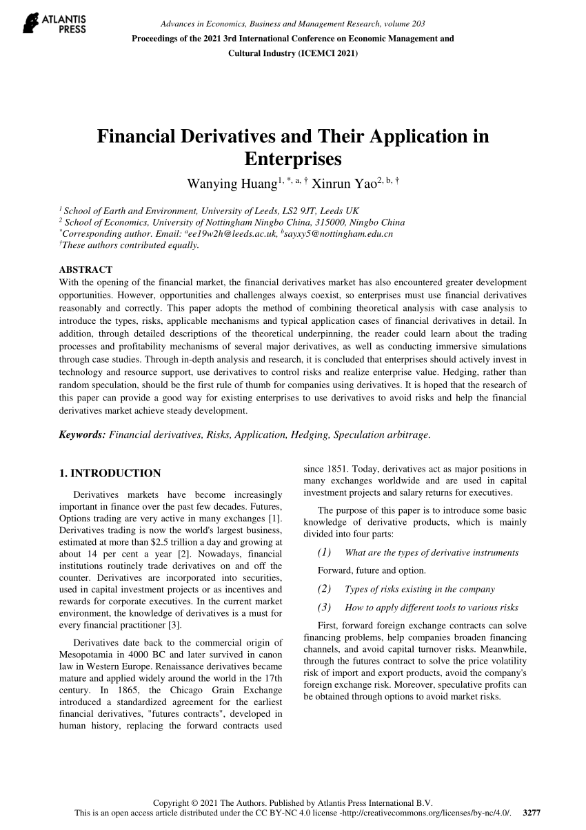 research papers on financial derivatives