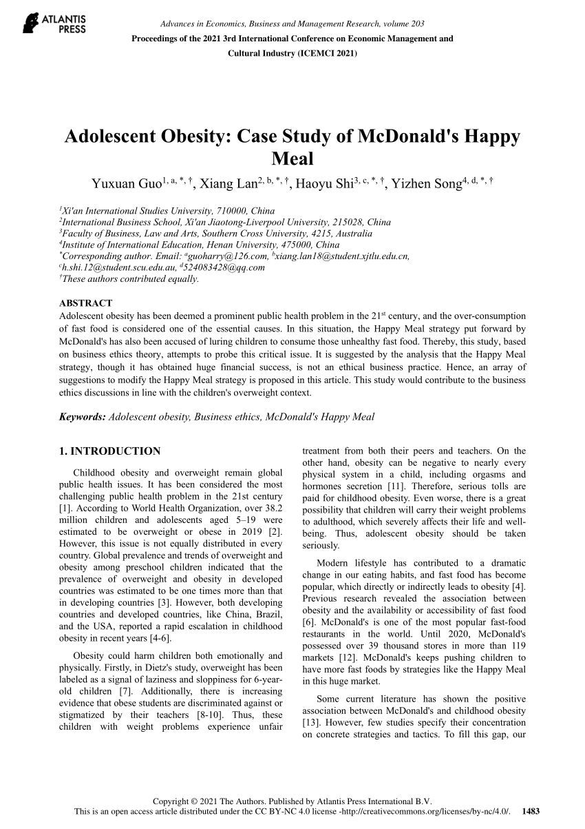 mcdonald's obesity case study
