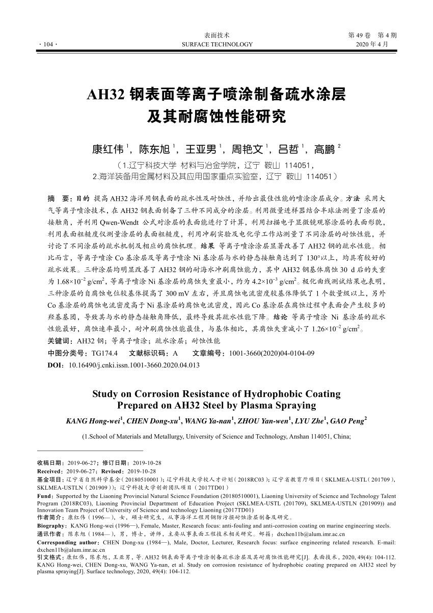 PDF) Study on Corrosion Resistance of Hydrophobic Coating Prepared