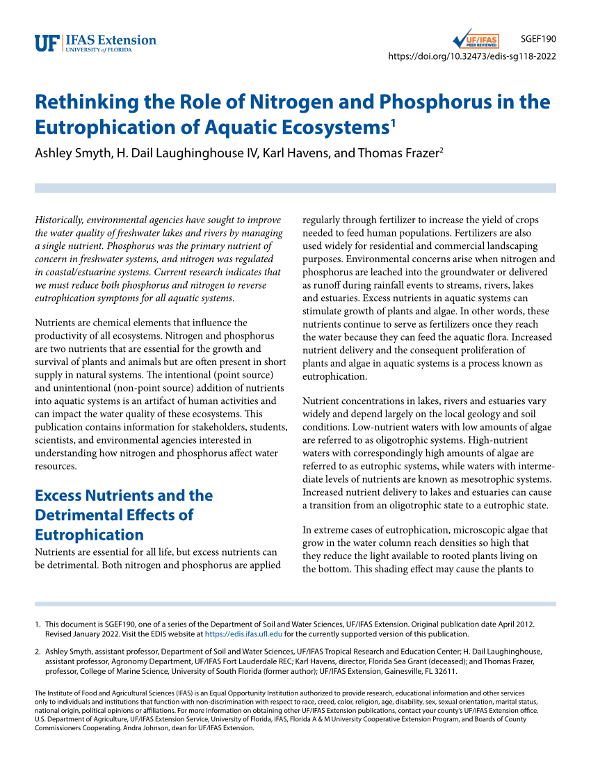 Overview of Eutrophication and Its Causes