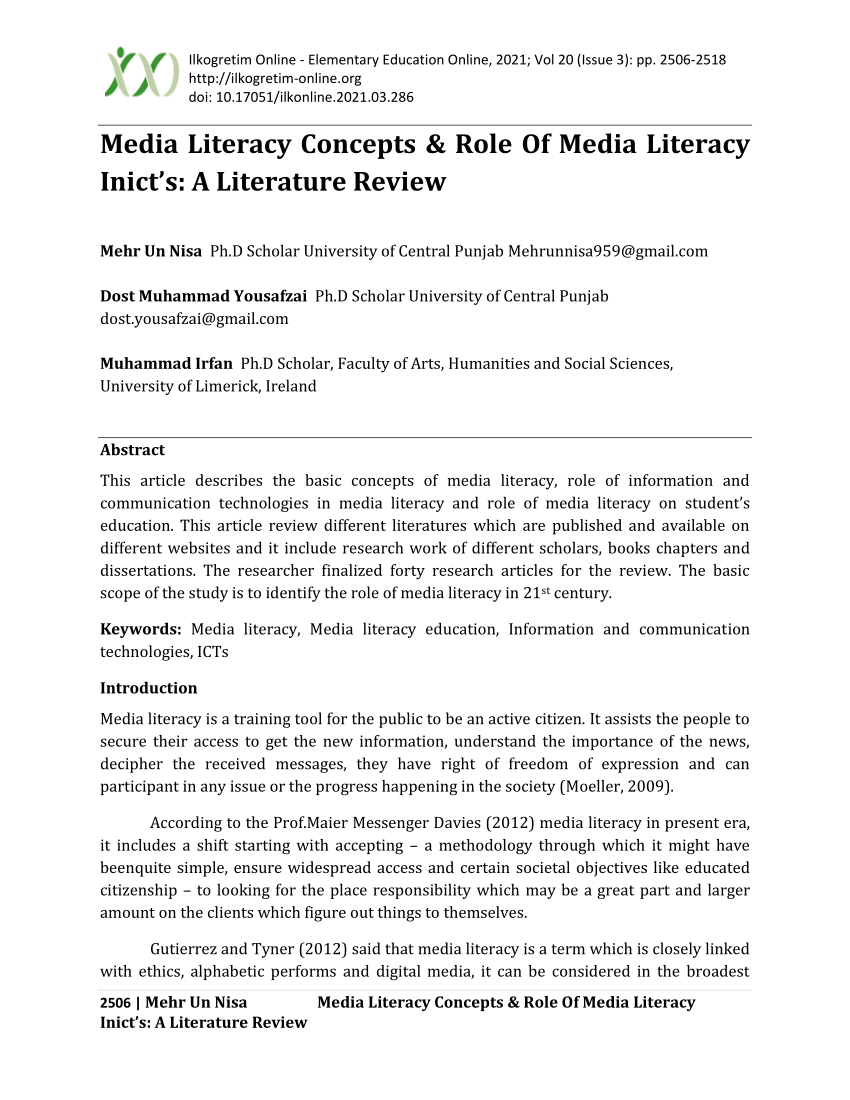 media literacy education and curriculum integration a literature review