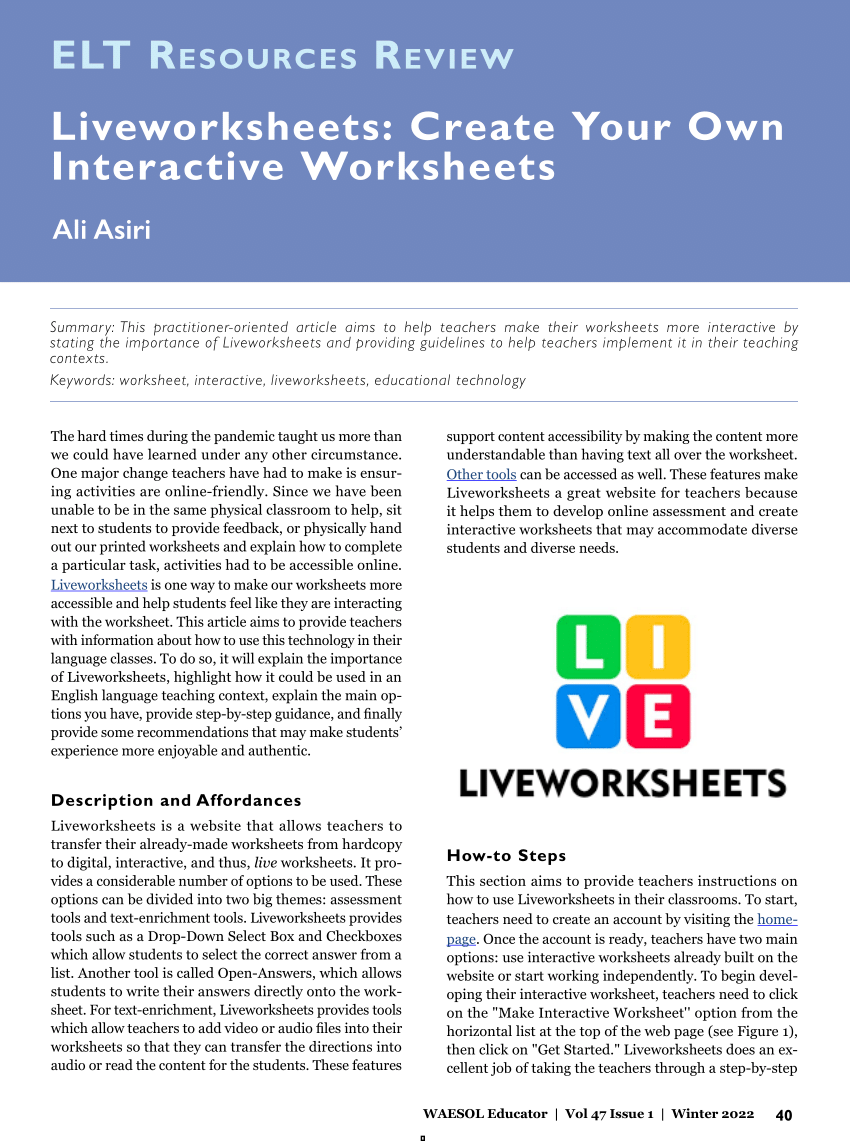 Interactive Worksheets
