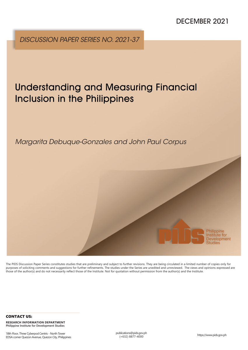 (PDF) Understanding and Measuring Financial Inclusion in the Philippines