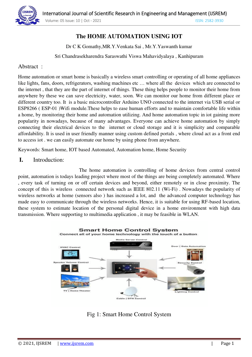 research papers on iot home automation