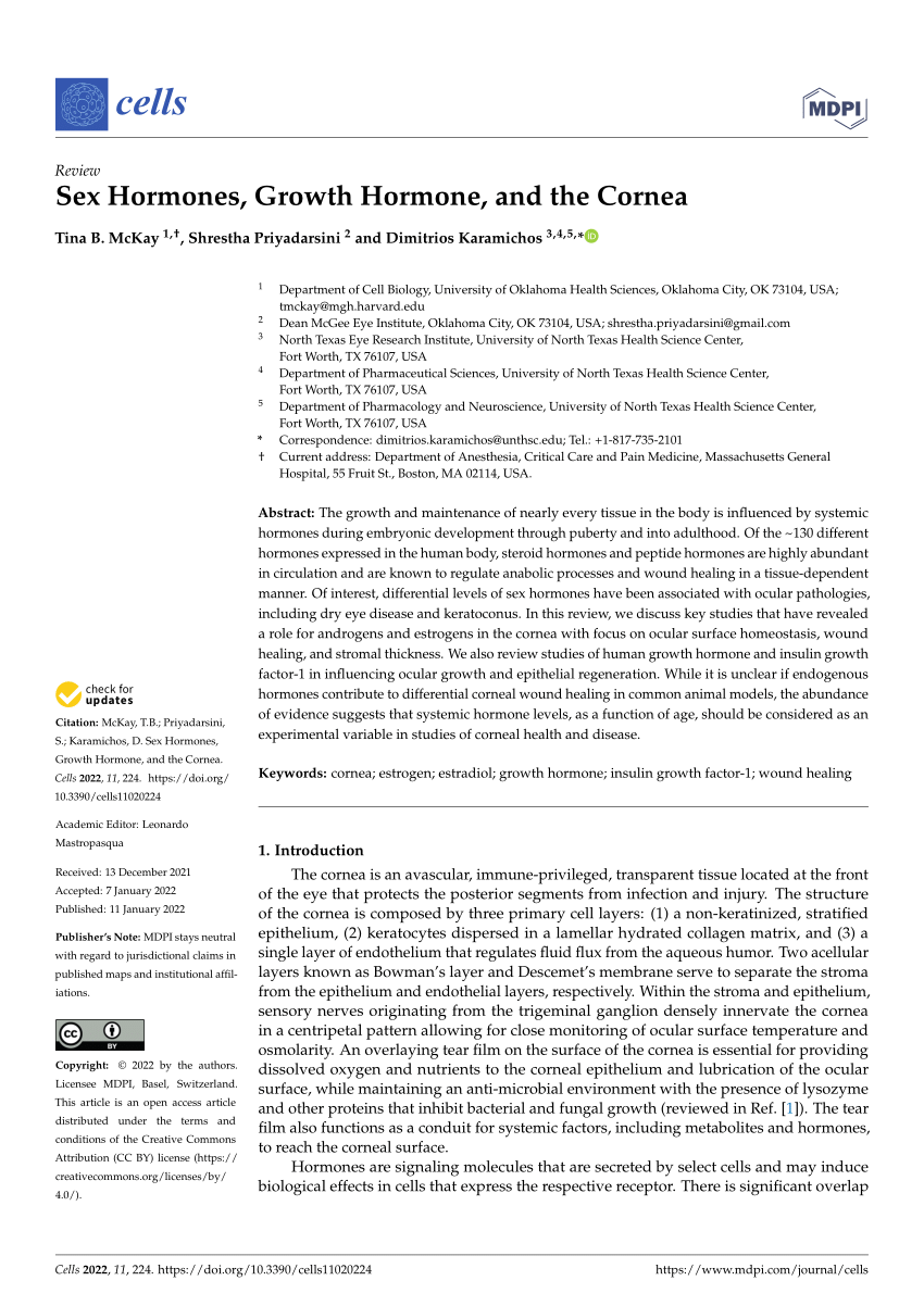 Pdf Sex Hormones Growth Hormone And The Cornea 4216