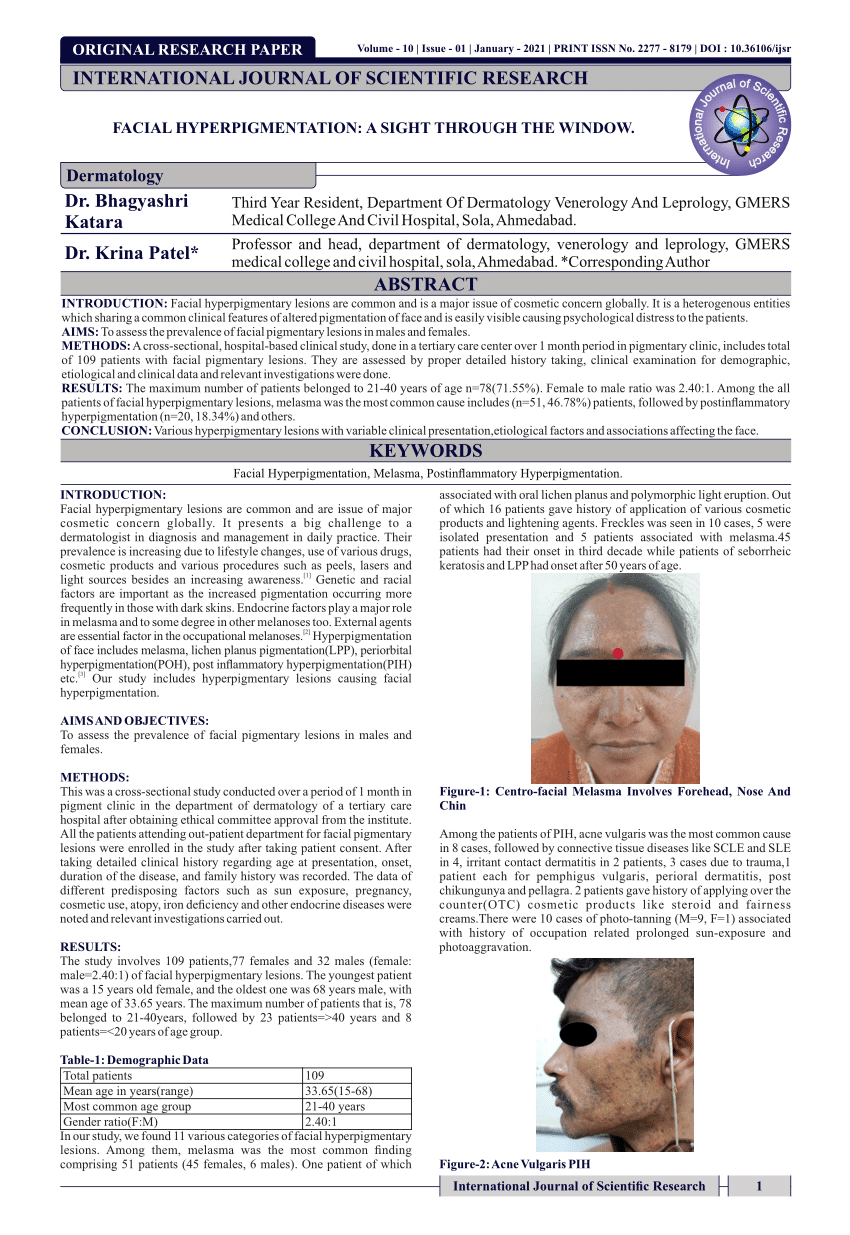 (PDF) FACIAL HYPERPIGMENTATION: A SIGHT THROUGH THE WINDOW