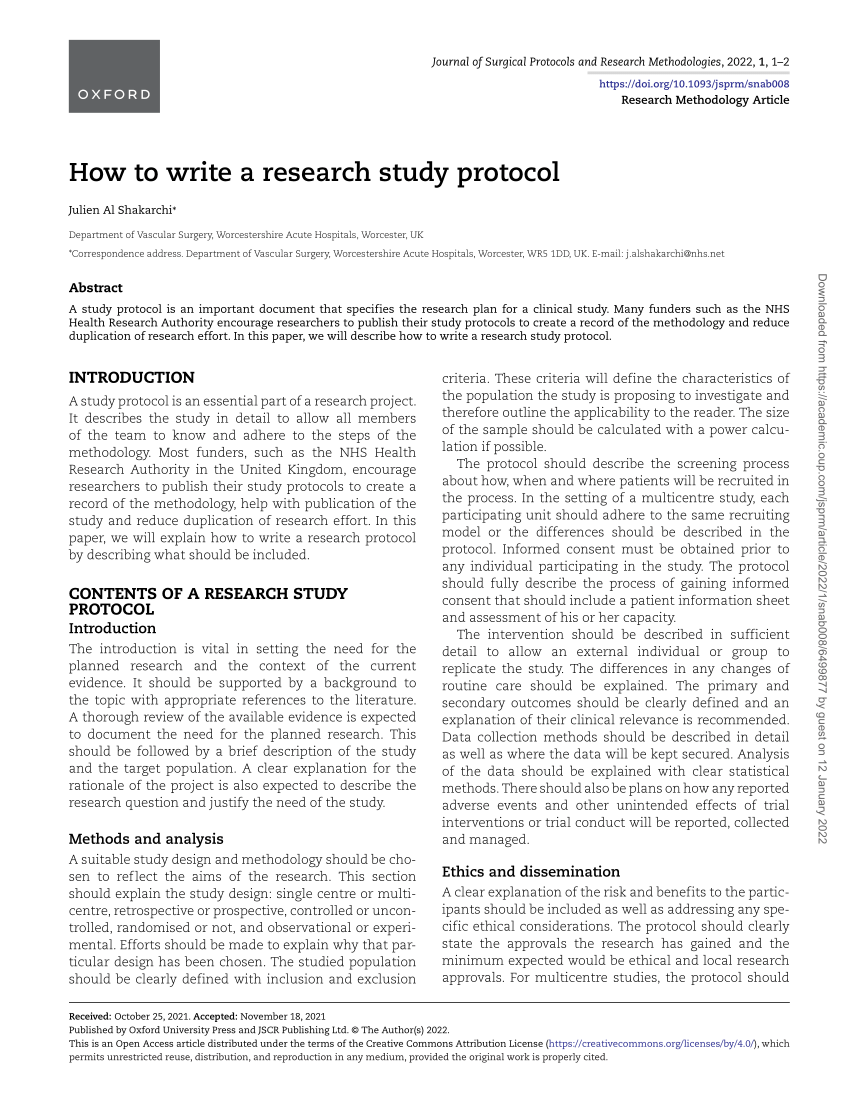 research study layout