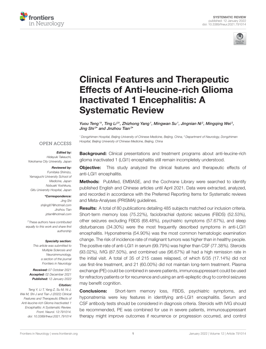 PDF) Clinical Features and Therapeutic Effects of Anti-leucine 