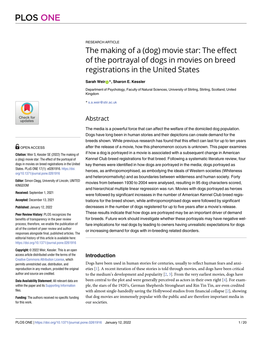 (PDF) The making of a (dog) movie star: The effect of the portrayal of