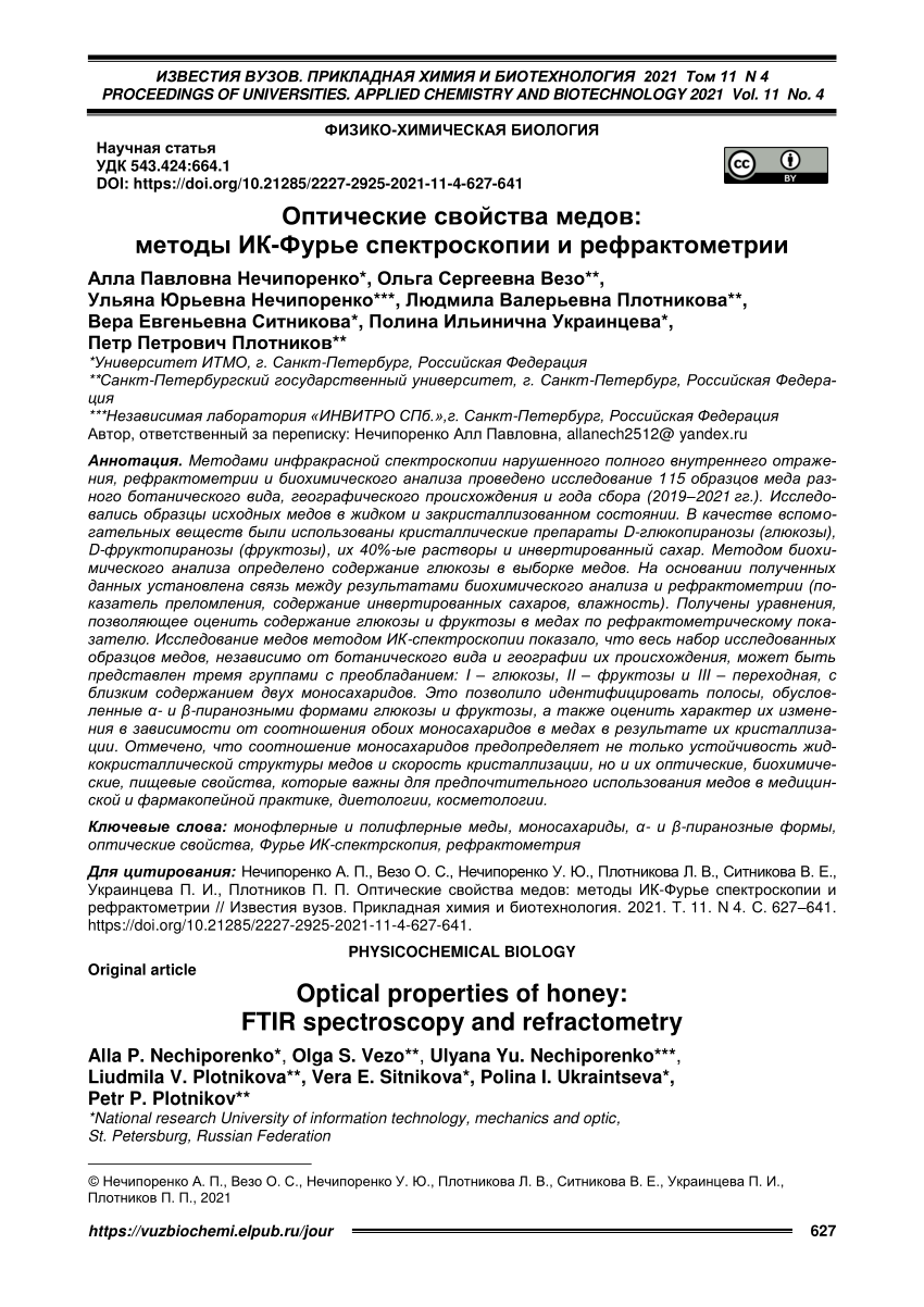 PDF) Optical properties of honey: FTIR spectroscopy and refractometry