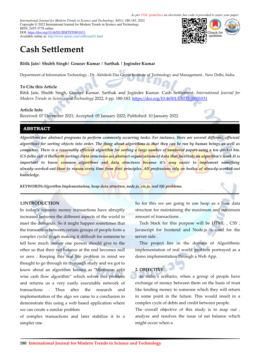 (PDF) Cash Settlement