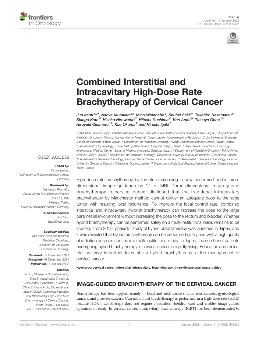 PDF Combined Interstitial And Intracavitary High Dose Rate Brachytherapy Of Cervical Cancer