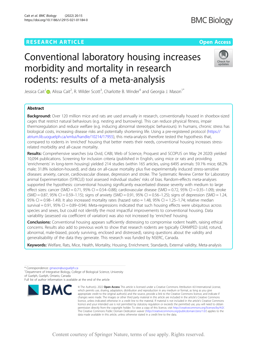 PDF) Conventional laboratory housing increases morbidity and