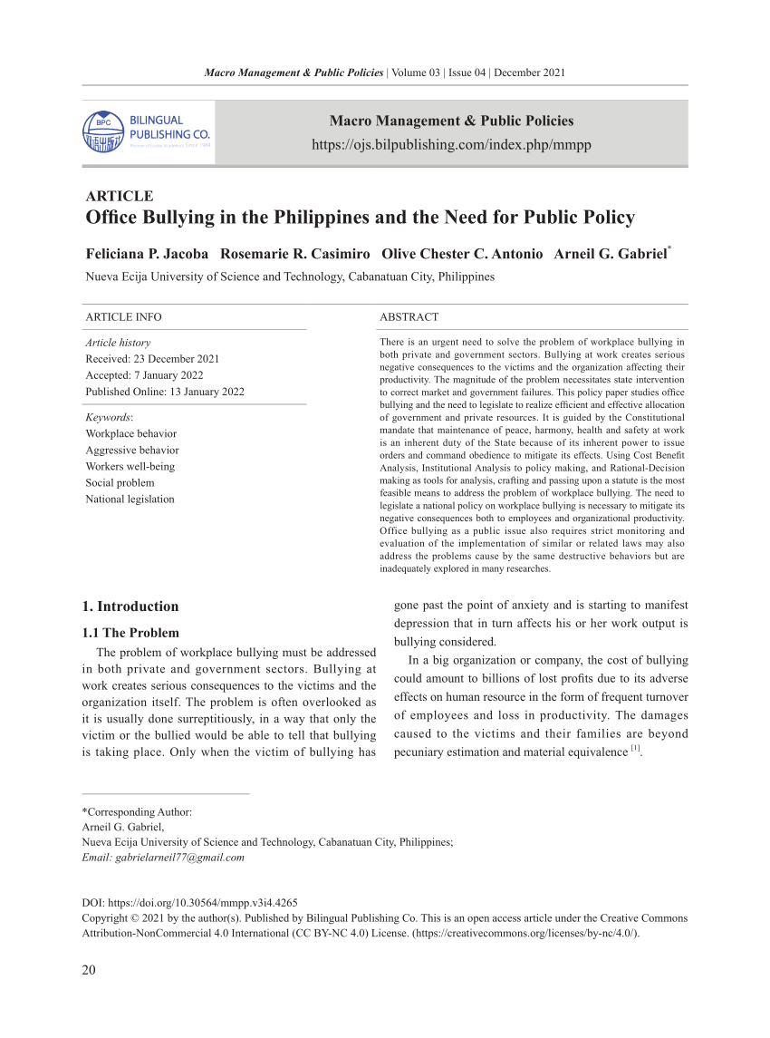 research study about bullying in the philippines