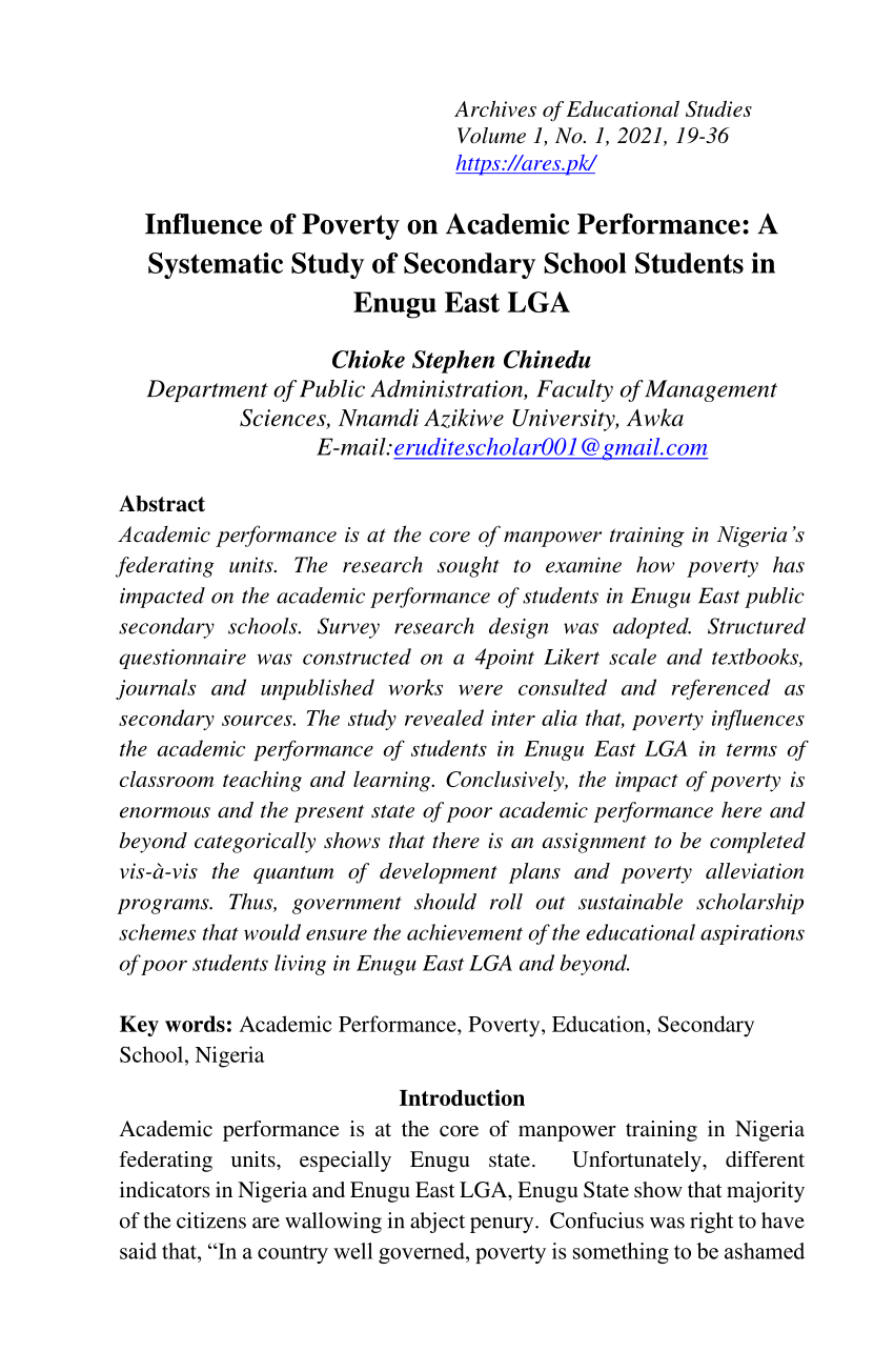 a research on the effect of poverty on academic performance
