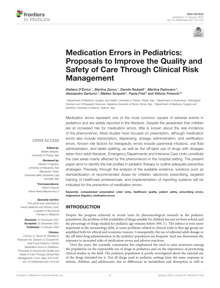 medication errors literature review pdf