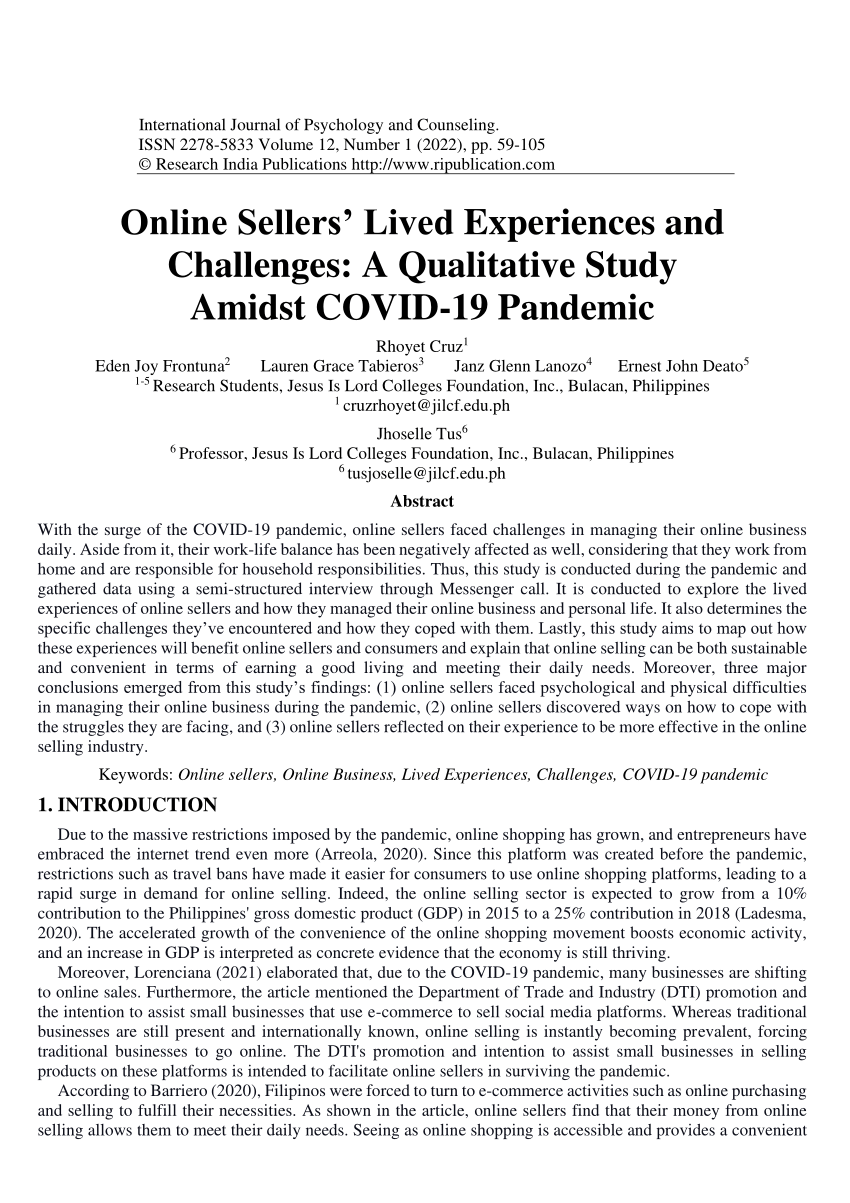 research paper about online selling
