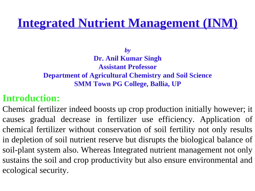 Pdf Integrated Nutrient Management 2401