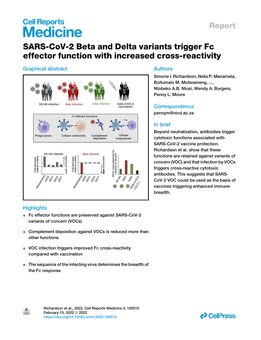 SARS-CoV-2 Beta and Delta variants trigger Fc effector function