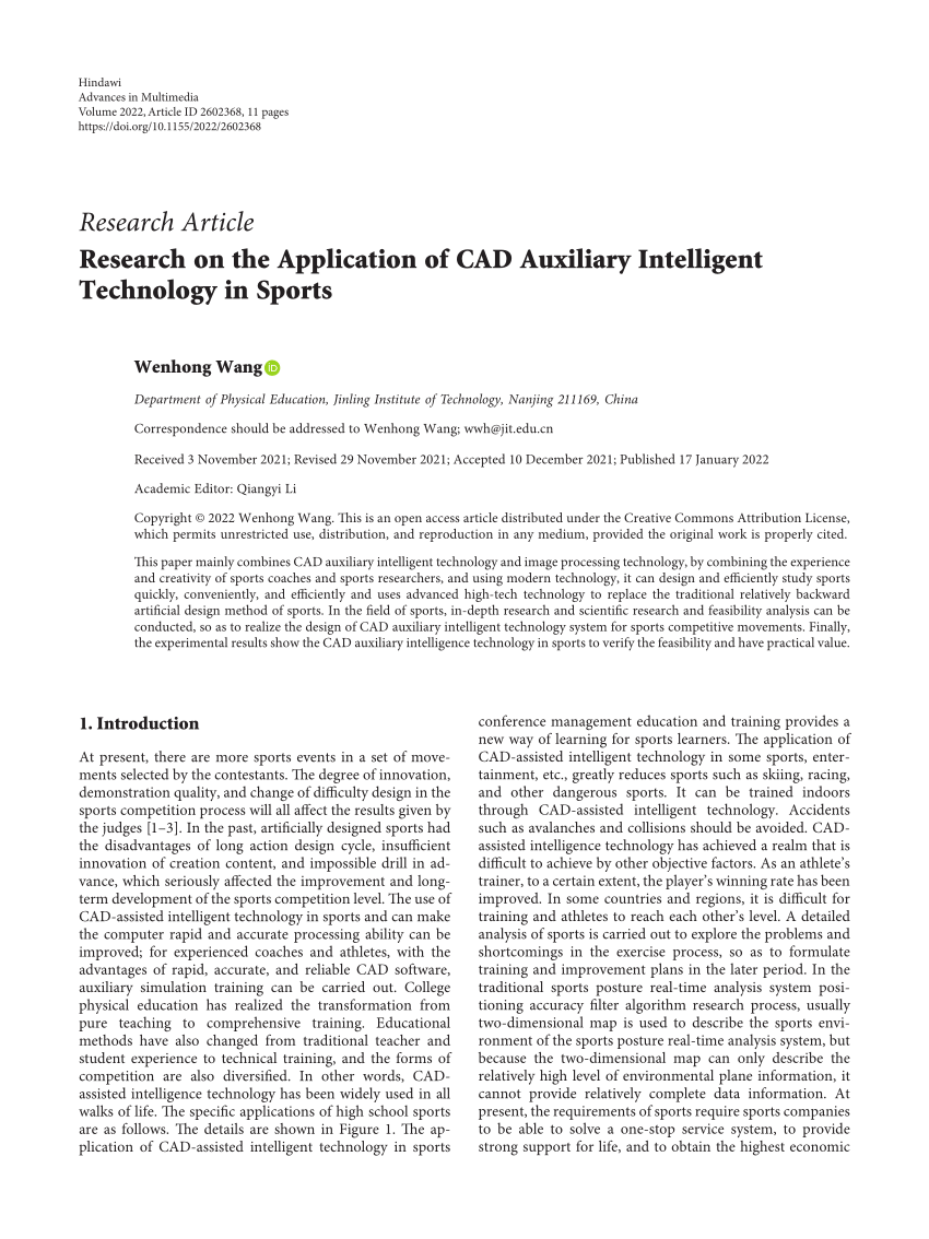 PDF) Research on the Application of CAD Auxiliary Intelligent Technology in Sports picture photo