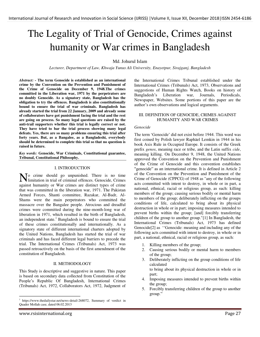 Pdf The Legality Of Trial Of Genocide Crimes Against Humanity Or War