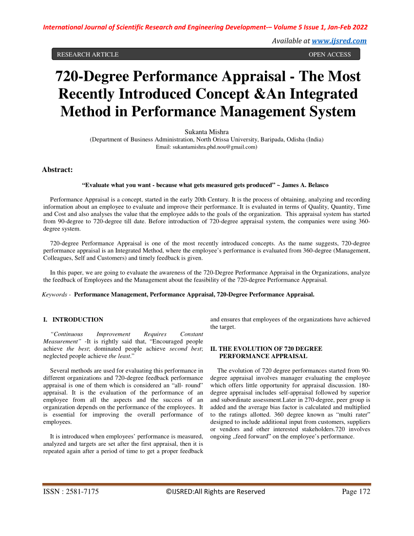 PDF) 720-Degree Performance Appraisal -The Most Recently Introduced Concept  &An Integrated Method in Performance Management System