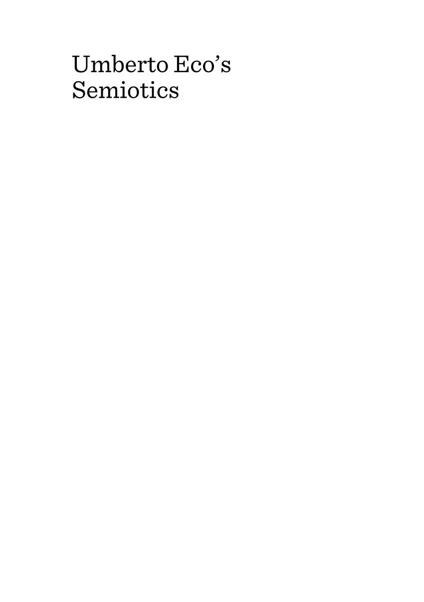 PDF) Umberto Eco's Semiotics: Theory, Methodology and Poetics