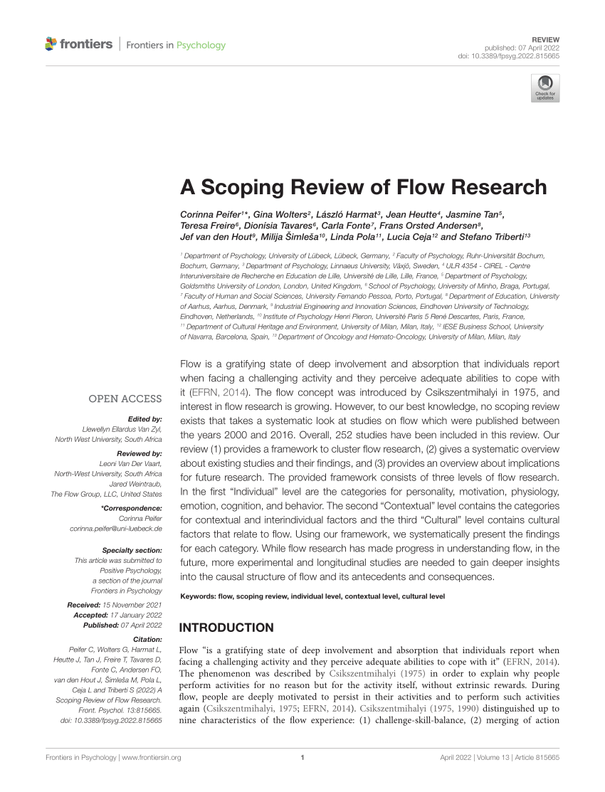 a scoping review of flow research