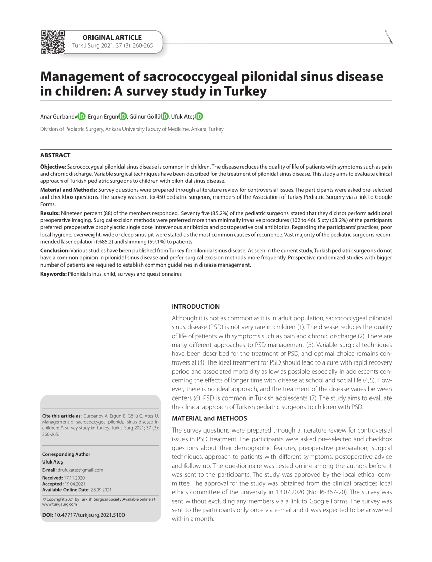 Updates on the Management of Pilonidal Disease - Advances in Pediatrics