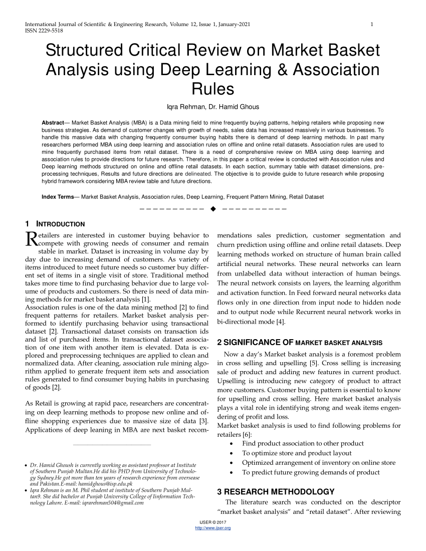market basket analysis research paper pdf