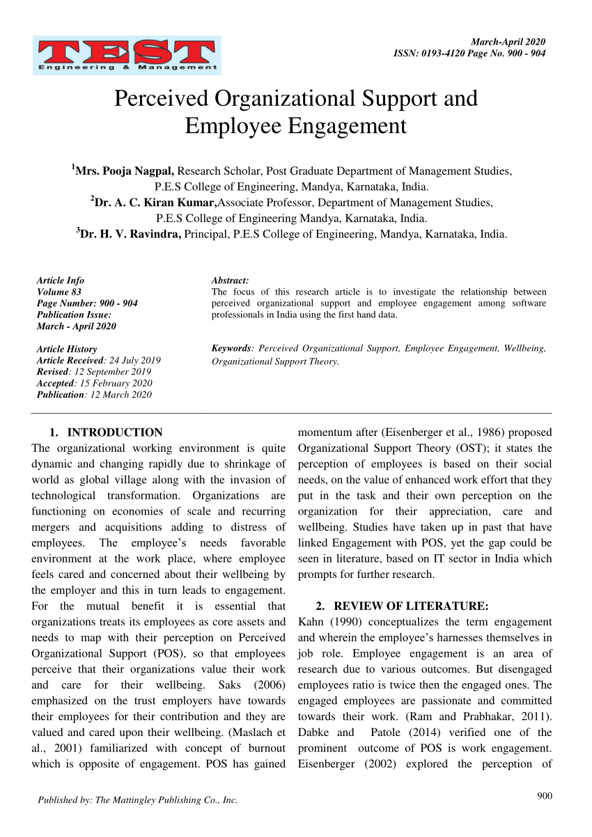 perceived organizational support thesis