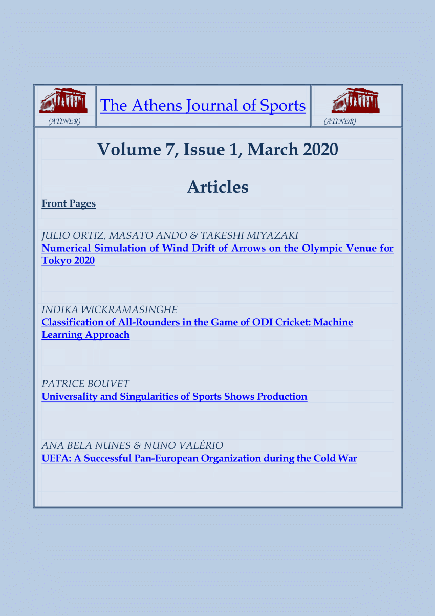 PDF) Athens Journal of Sports Volume 7, Issue 1, March 2020