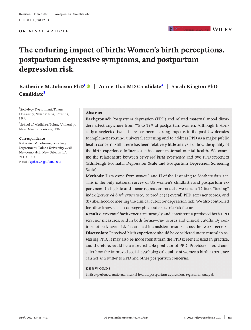 research abstract about postpartum