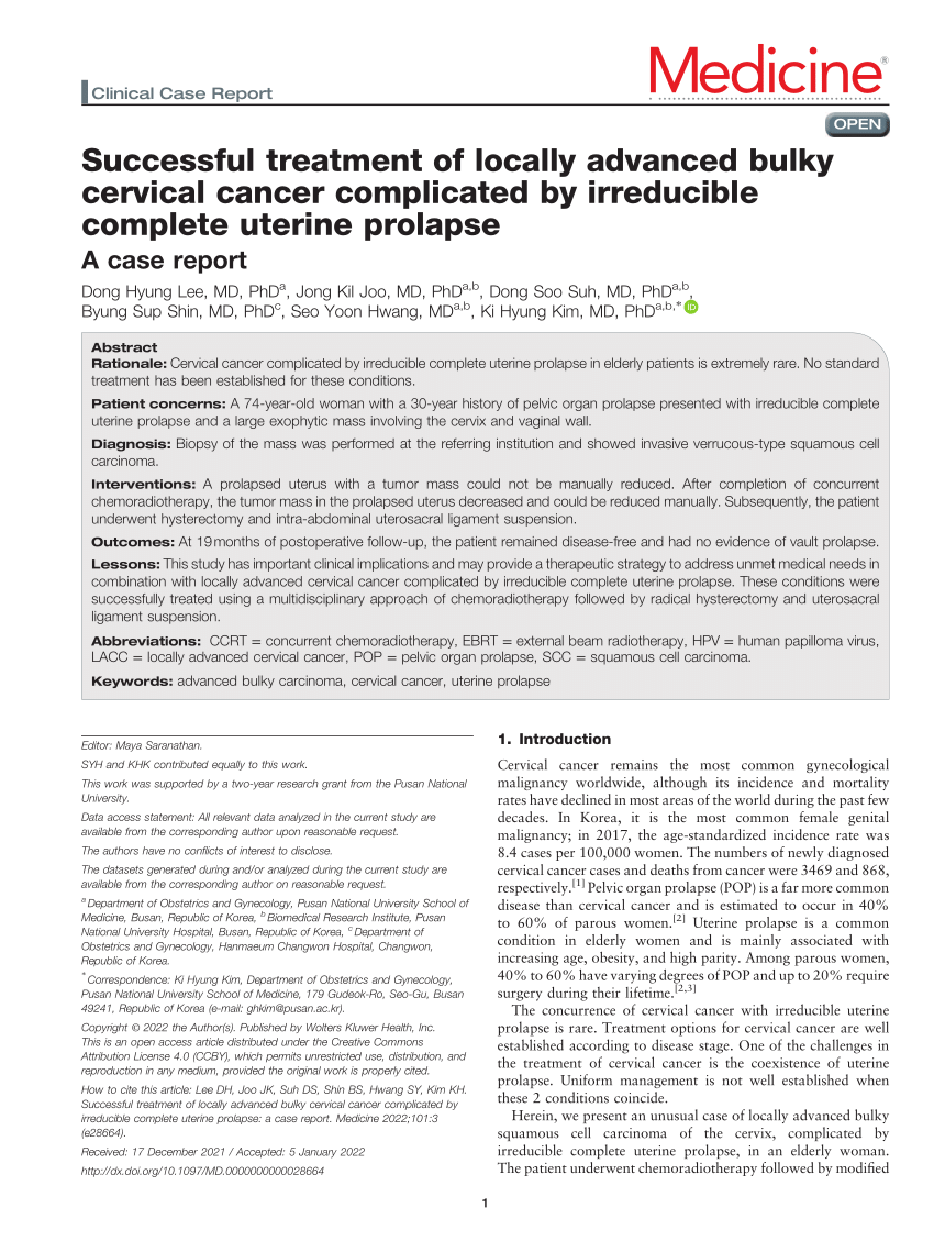 Cervical cancer in association with irreducible uterine prolapse.