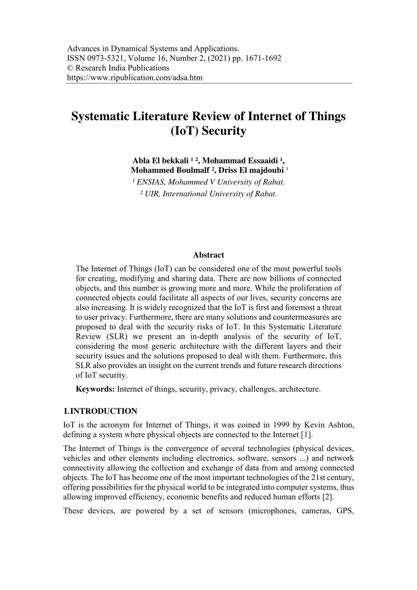 literature review for iot