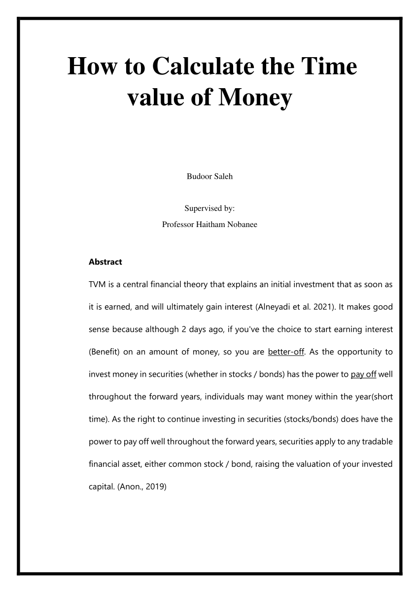PDF) How to Calculate the Time value of Money