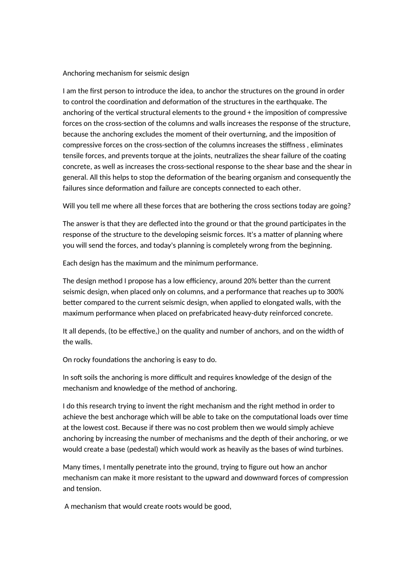 (PDF) Anchoring mechanism for seismic design