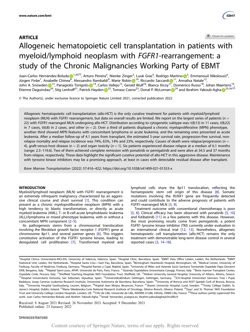 Allogeneic Hematopoietic Cell Transplantation In Patients With Myeloidlymphoid Neoplasm With 